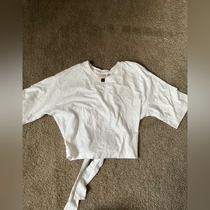 Open back tie white cropped tshirt size small never worn